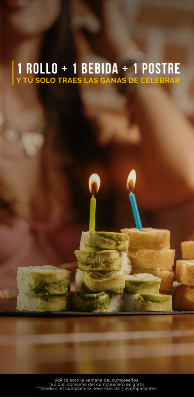 Cumpleaños feliz en Amorcito Corazón: 1 rollo, 1 bebida y 1 postre